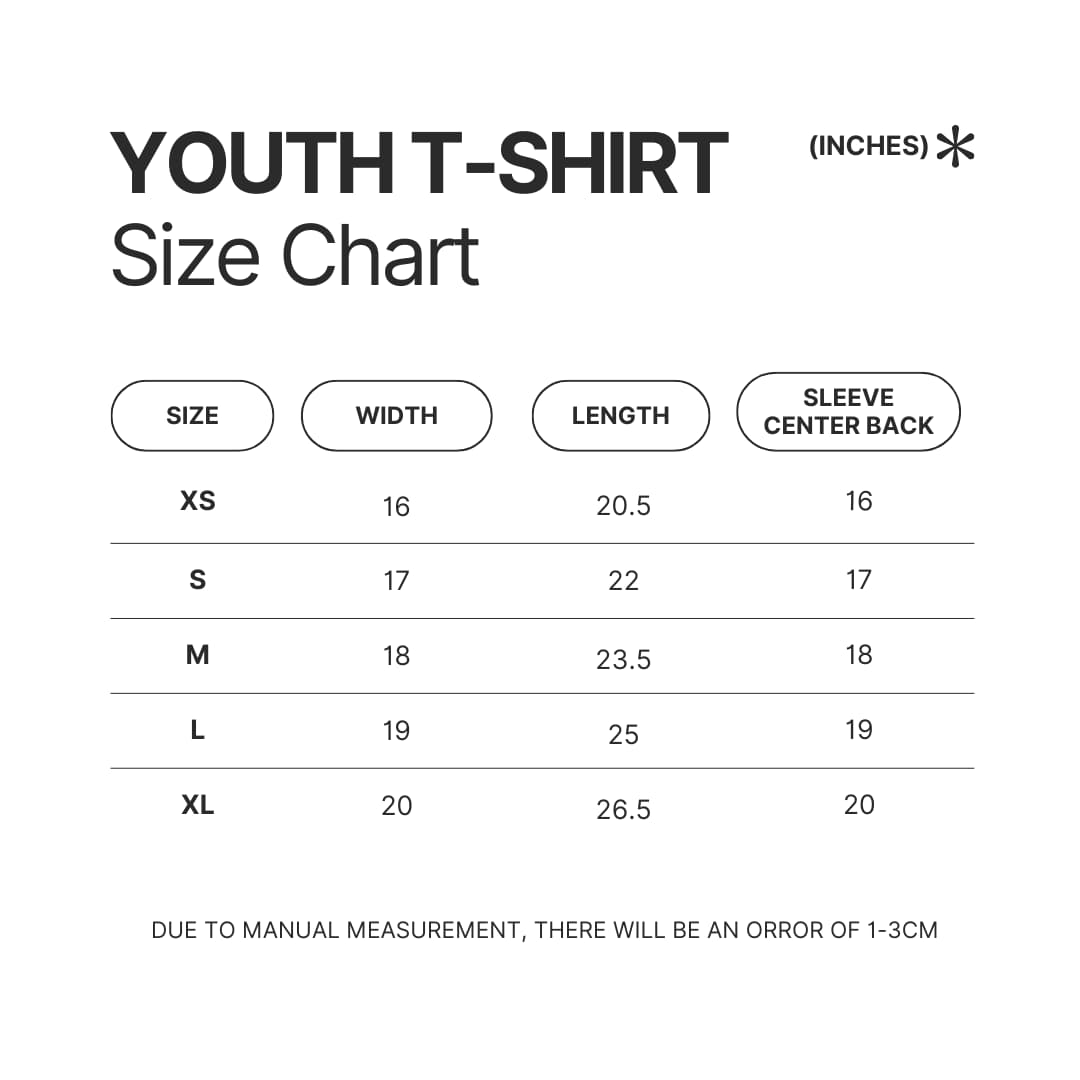 Youth T shirt Size Chart - Hades Store